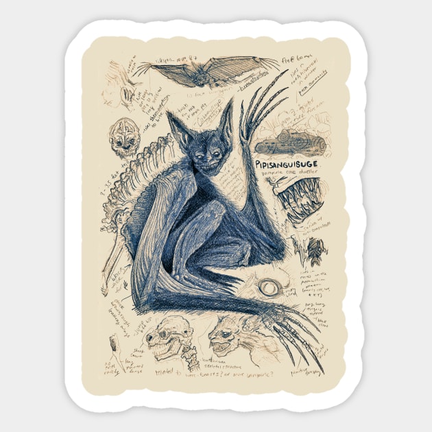 Pipisanguisuge - Vampire Bat Sticker by Ballyraven